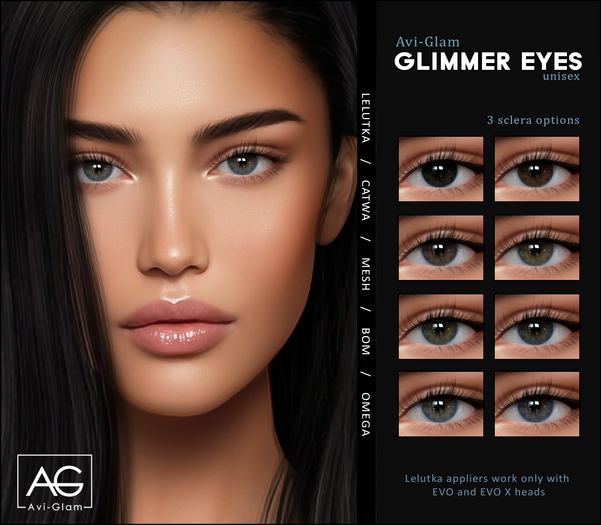 Second Life Marketplace AG. Glimmer Eyes Pack